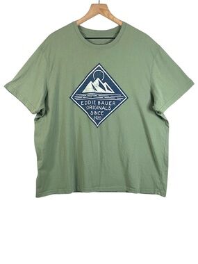 Eddie Bauer Men's Short Sleeve Graphic Crewneck T-Shirt in Green Size XXL
